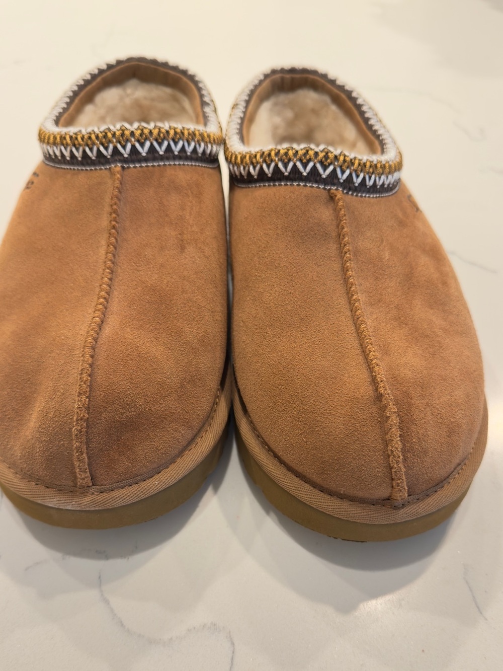 UGG Women’s Suede Slip-On Shearling-Lined Slippers - Tan